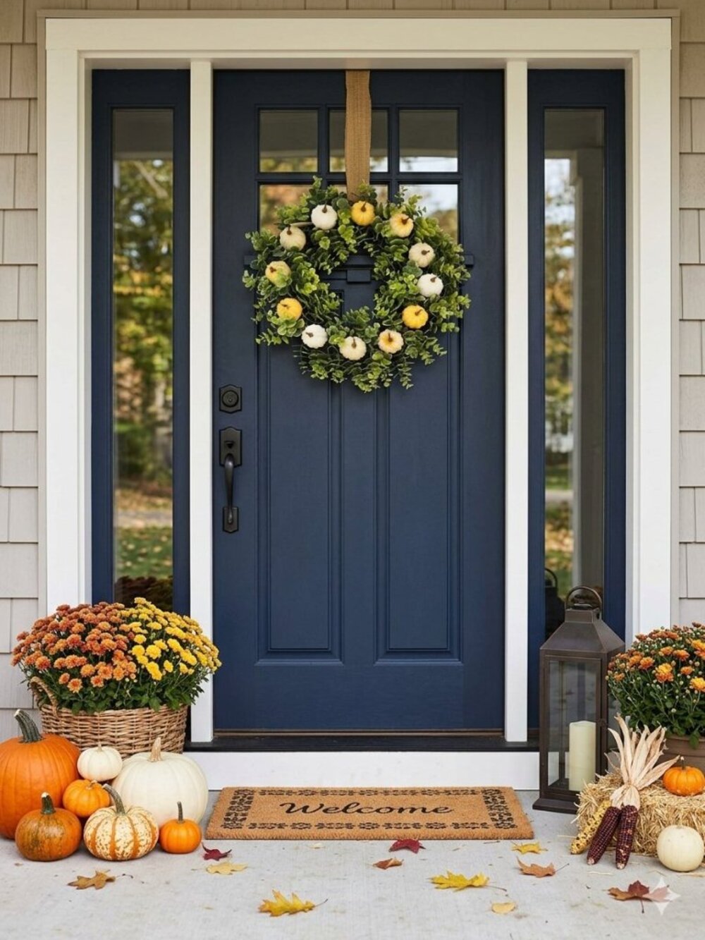 Handmade 20" Fall Pumpkin Eucalyptus Wreath Boho Farmhouse